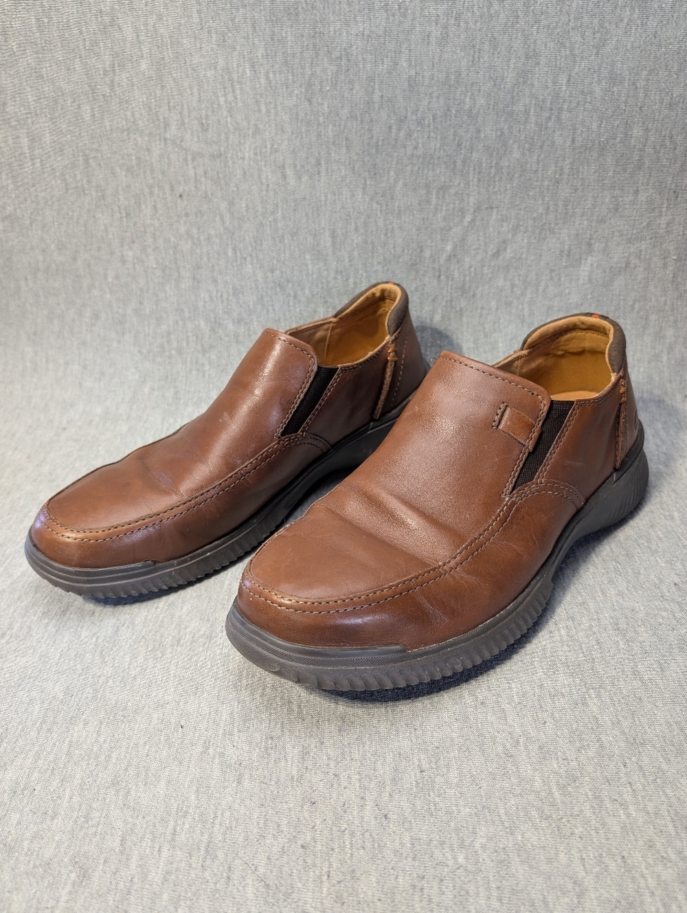 Clarks Comfort Slip On Shoes Men's 9.5 Wide Brown Leather